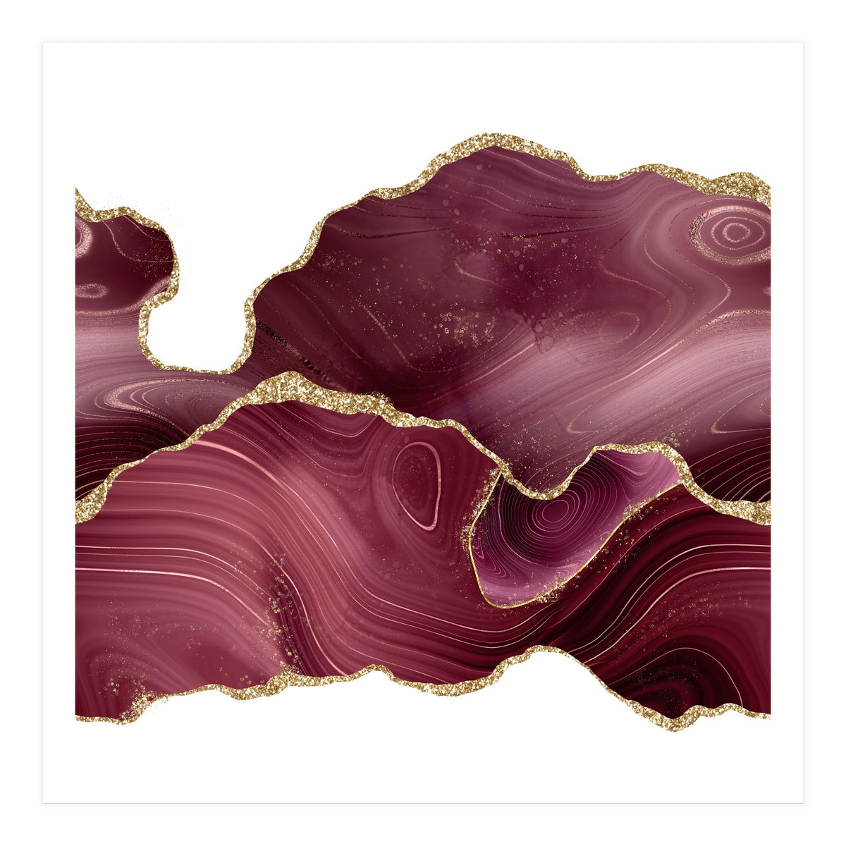 Burgundy & Gold Glitter Agate Texture 08  (Print Only)