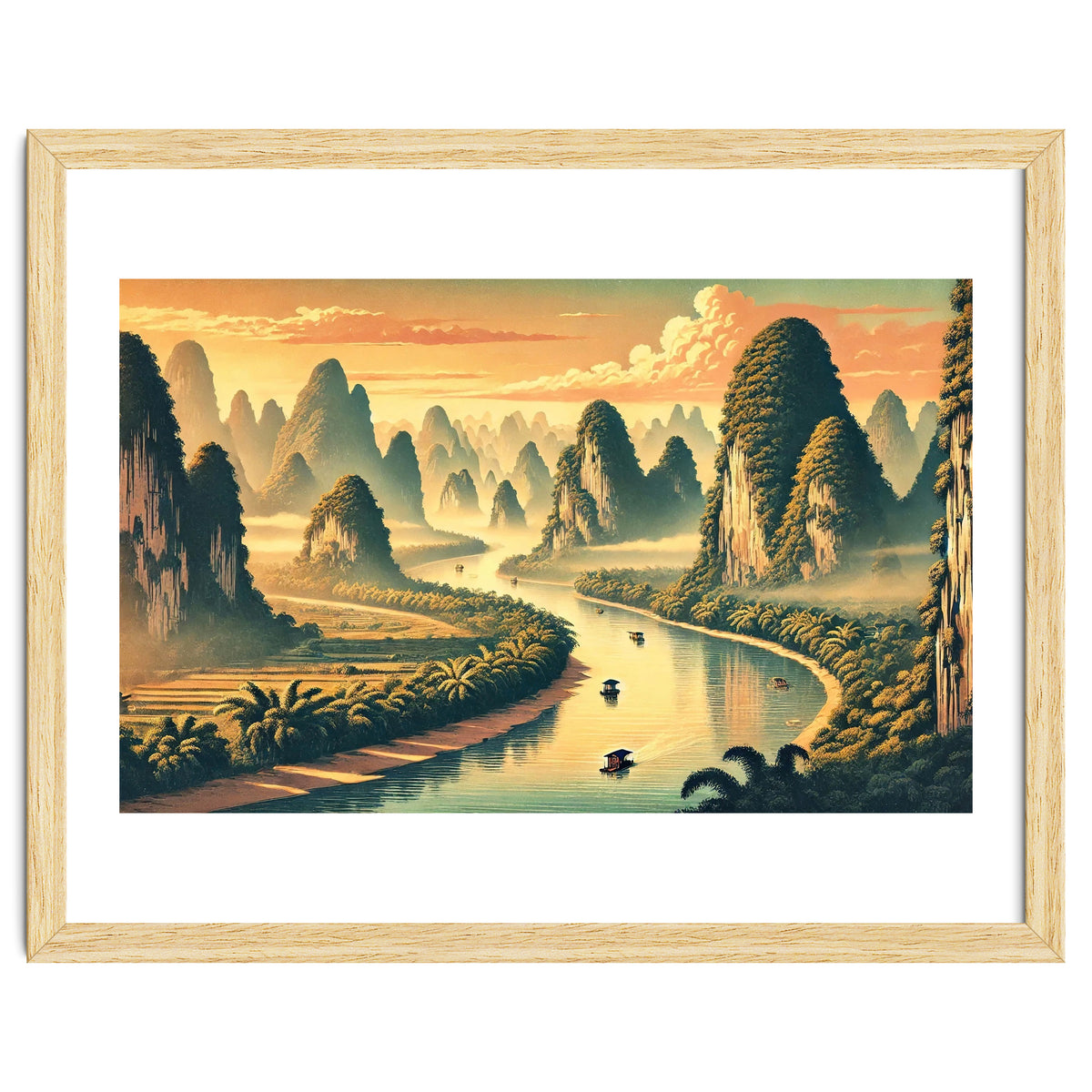 Vintage China, Guilin Karst Mountains Poster