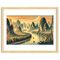 Vintage China, Guilin Karst Mountains Poster