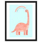 Rainbow Dinosaur Nursery Art, Cute diplodocus Watercolor, Pink Dino Illustration thumbnail