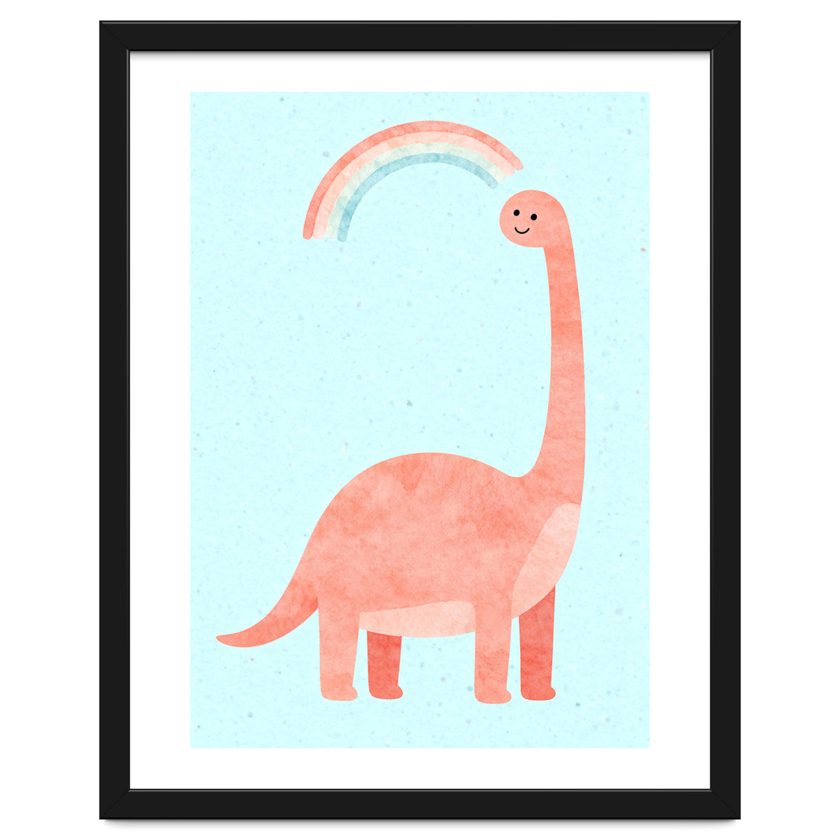Rainbow Dinosaur Nursery Art, Cute diplodocus Watercolor, Pink Dino Illustration