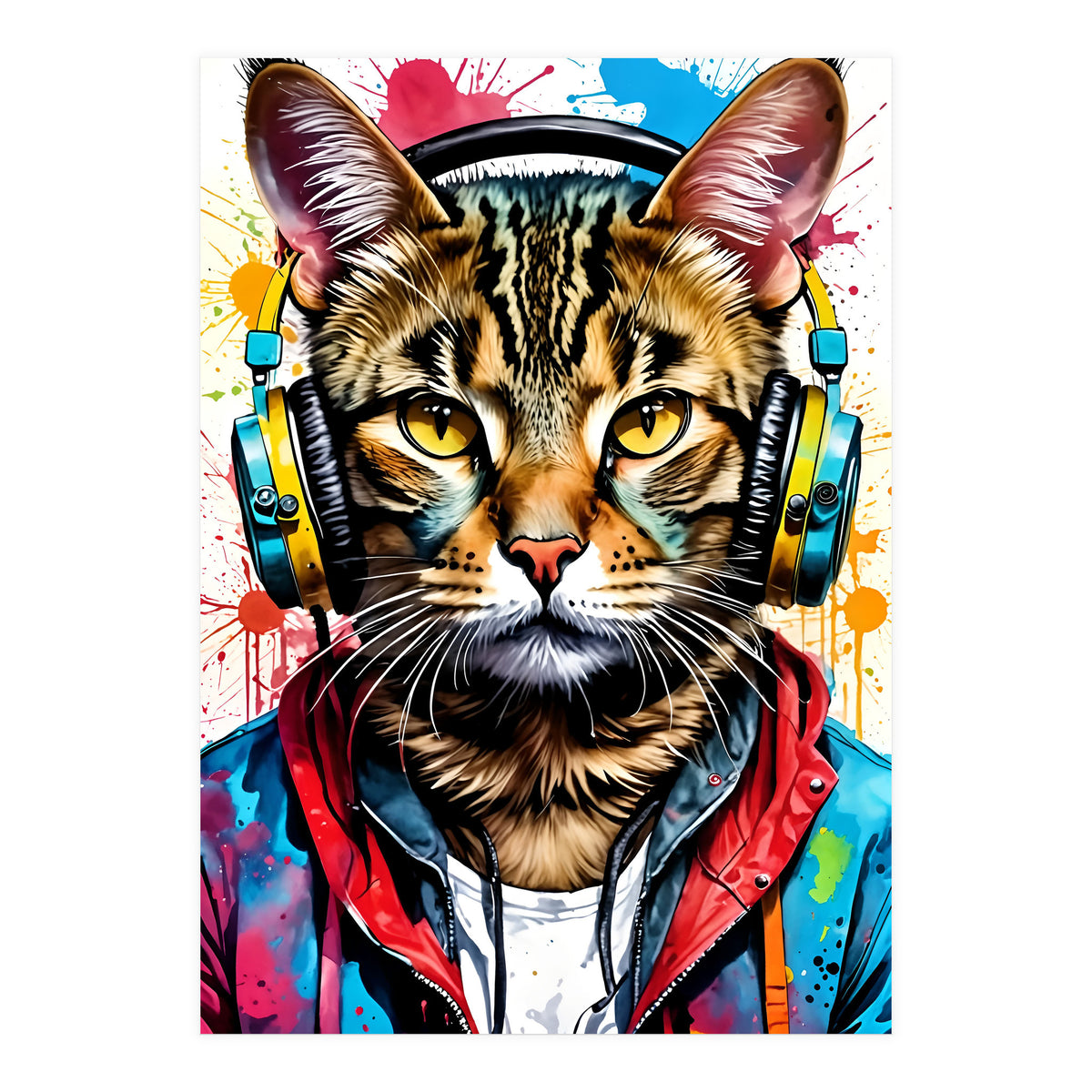 Cat In Headphones music (Print Only)
