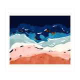 Ocean Heart, Abstract Sea Waves, Tropical Travel Watercolor Painting, Eclectic Bohemian Beach Nature (Print Only) thumbnail