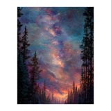Magical Milky Way Night Sky over Pine Forest Silhouette Art (Print Only) thumbnail