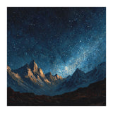 Starry Night Over Majestic Mountains Impasto Oil Painting Style (Print Only) thumbnail