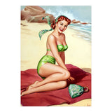 Smiling Pinup Sexy Girl On The Beach (Print Only) thumbnail