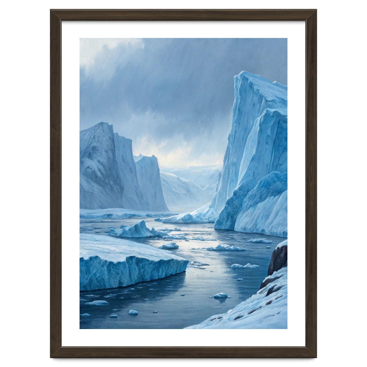 Majestic Arctic Icebergs and Glacial Valley