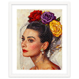 Audrey Hepburn, Impasto Floral Veil Portrait, Classic Hollywood Oil Painting, thumbnail
