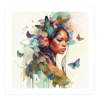 Floral Native Warrior Woman Butterfly Dance (Print Only)