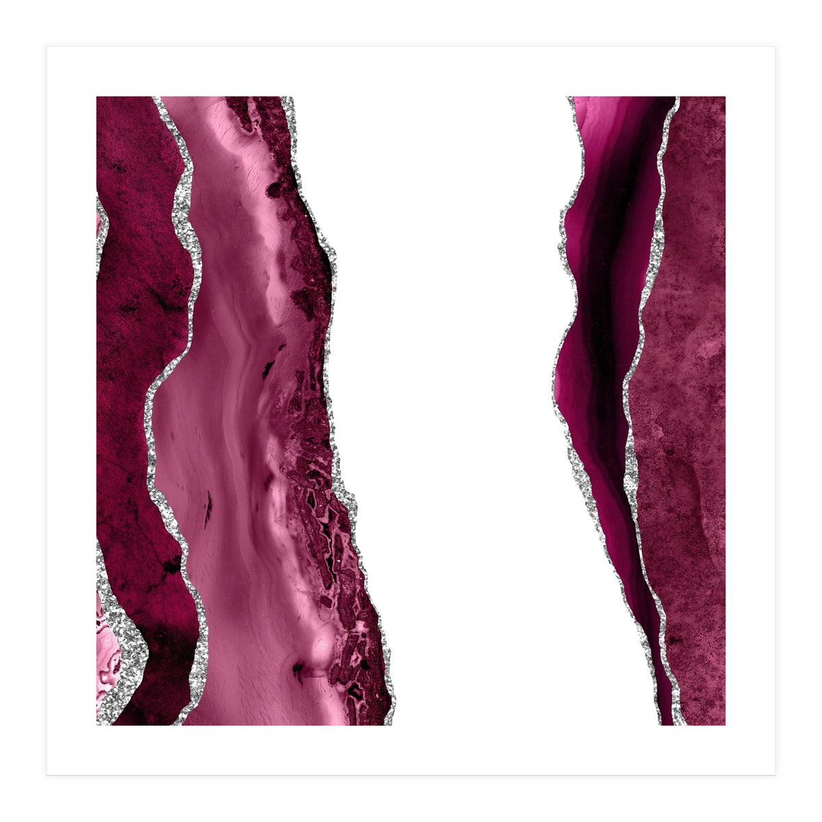 Burgundy & Silver Agate Texture 06  (Print Only)