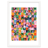 Life On A Checkboard, Abstract Maximalism Eclectic Painting, Bohemian Pop Of Color Illustration thumbnail