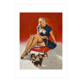 Pinup Sexy Girl Playing With Her Little Cats (Print Only) thumbnail