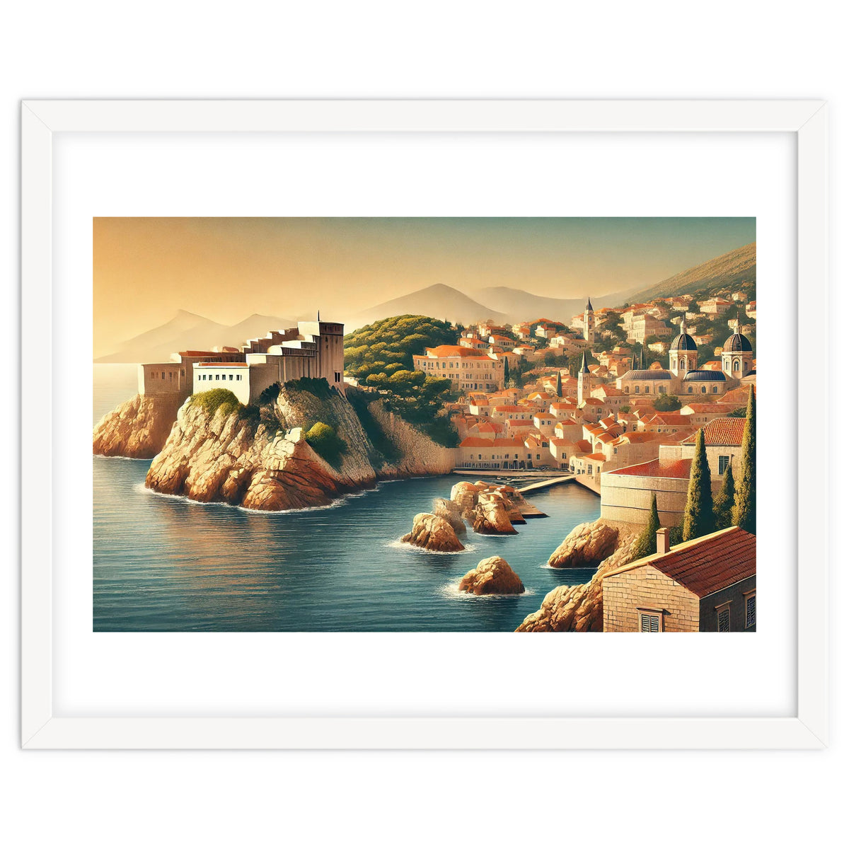 Vintage Croatia, Dubrovnik Coastal Poster