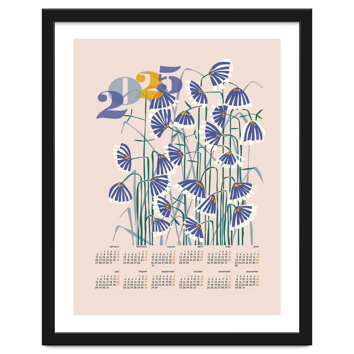 calendar 2025 pastel flowers