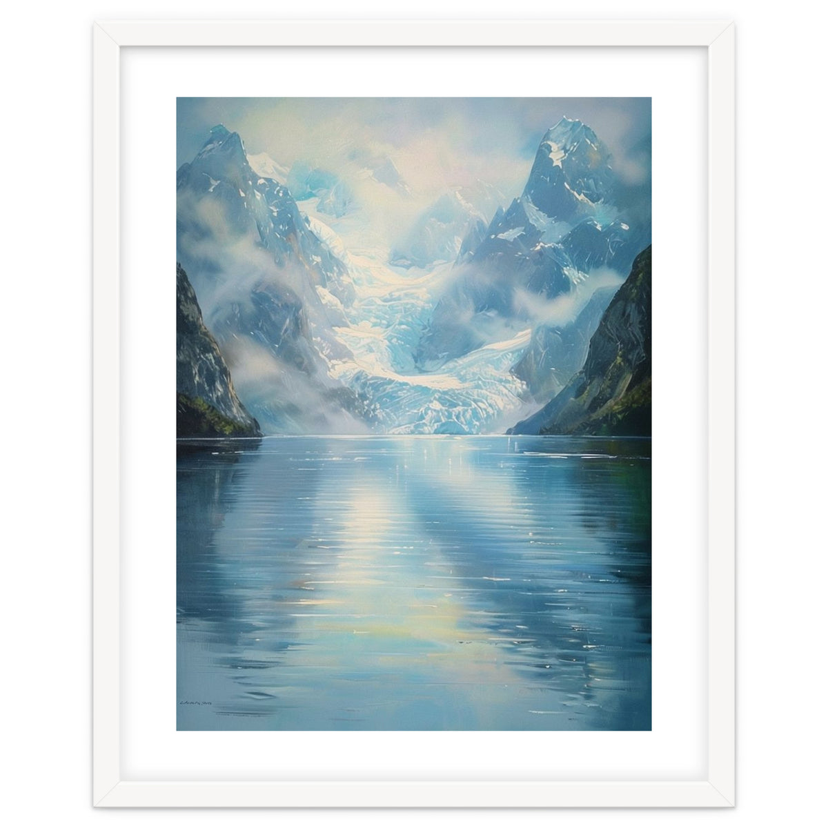 Ethereal Descent: The Glimmering Silence of the Ancient Glacial Fjord