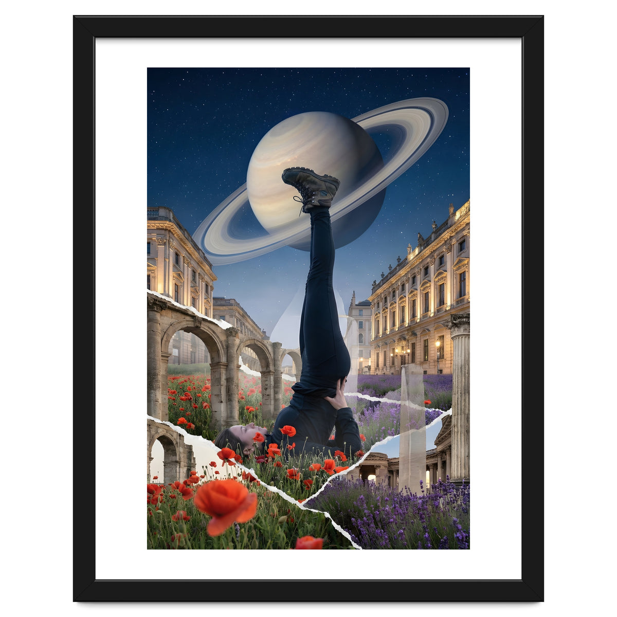 Cosmic Balance: Surreal Yoga in Ancient Dreamscapes