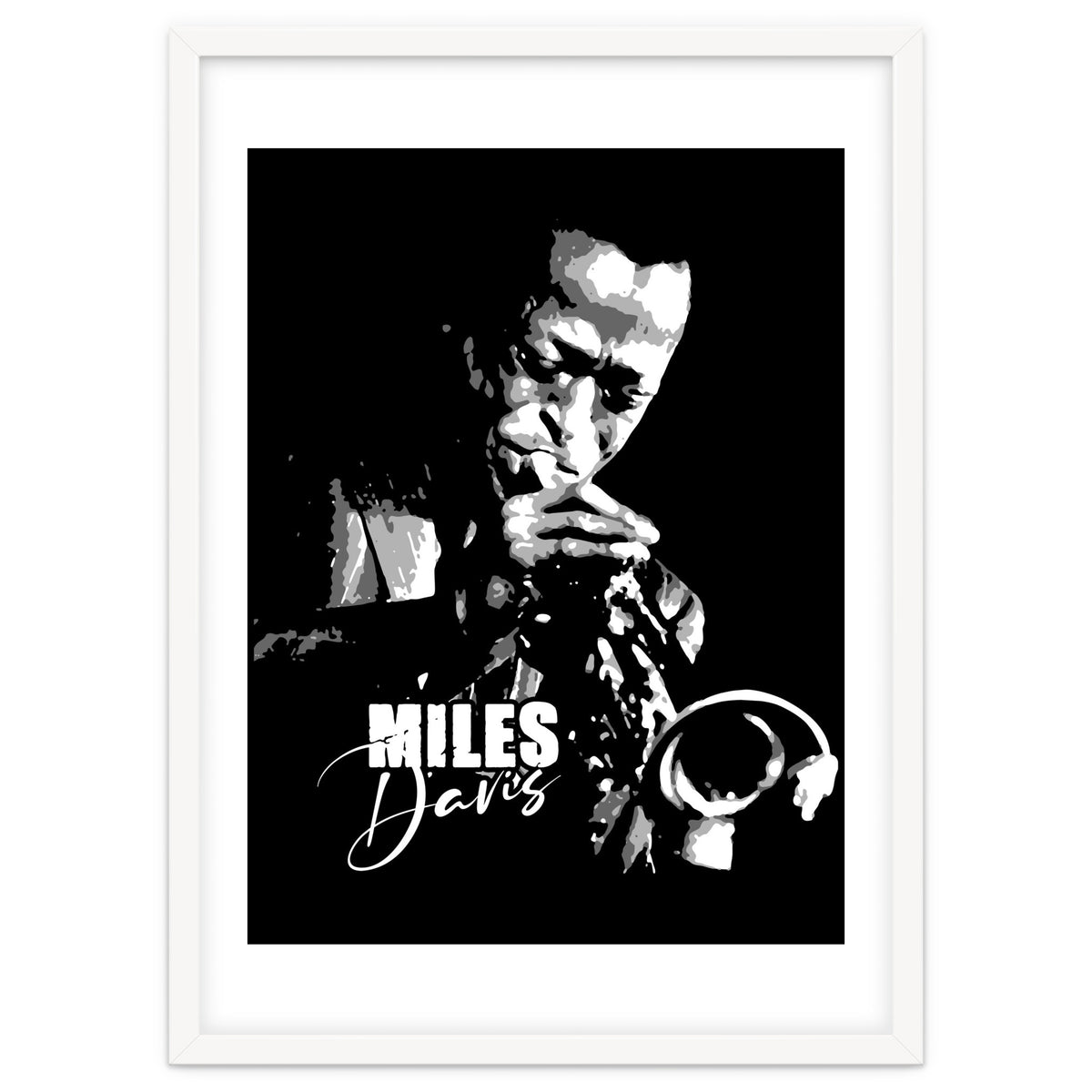 Miles Davis American Jazz Trumpeter in Grayscale