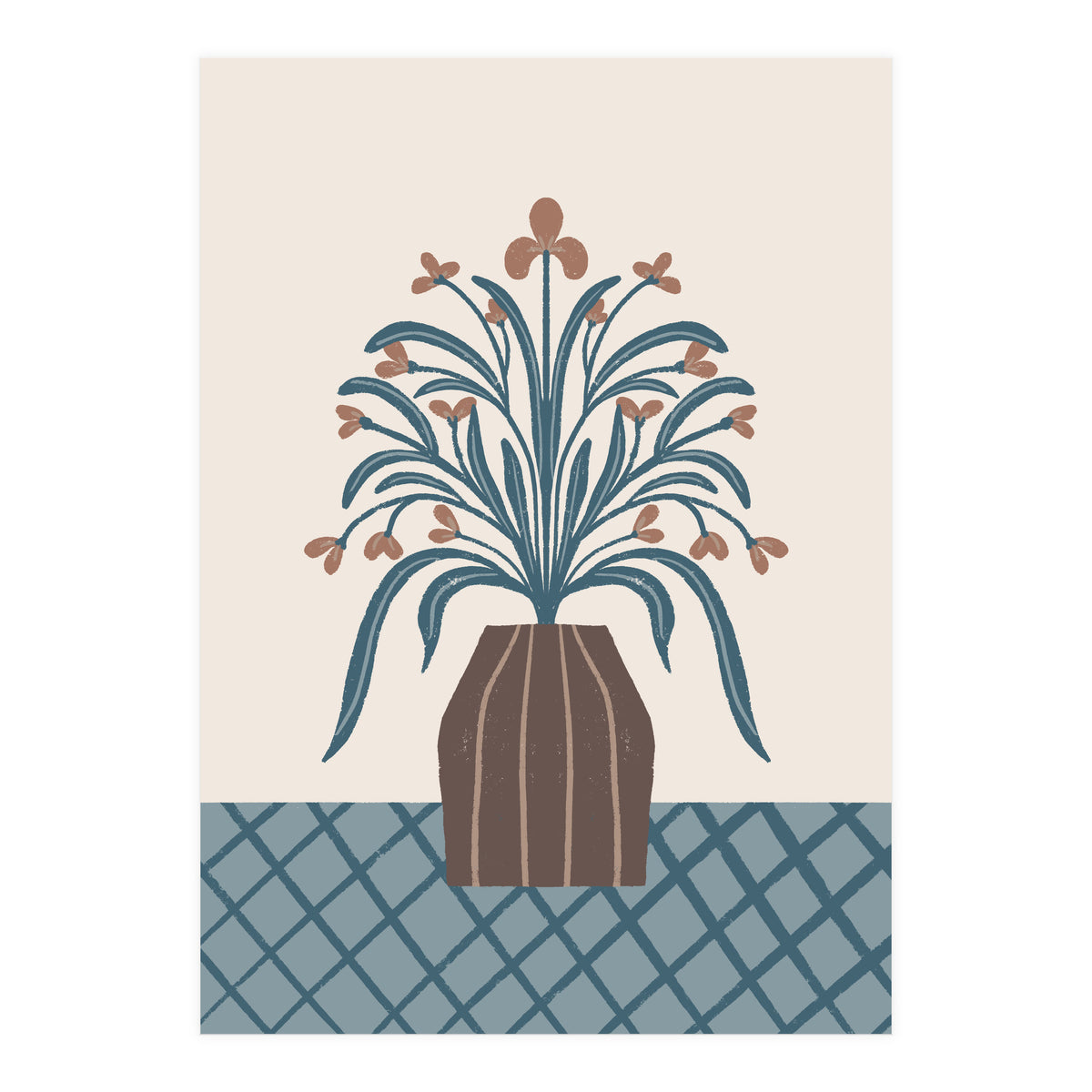 Earthy Modern Vase with Florals (Print Only)