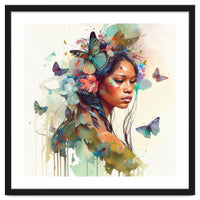 Floral Native Warrior Woman Butterfly Dance