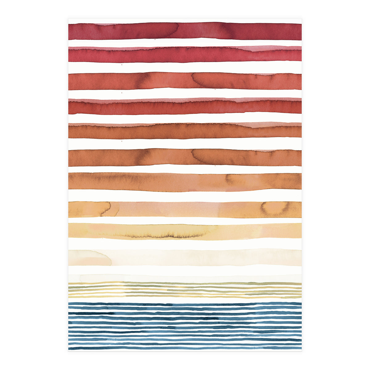 Watercolour Sunset Stripes Orange (Print Only)