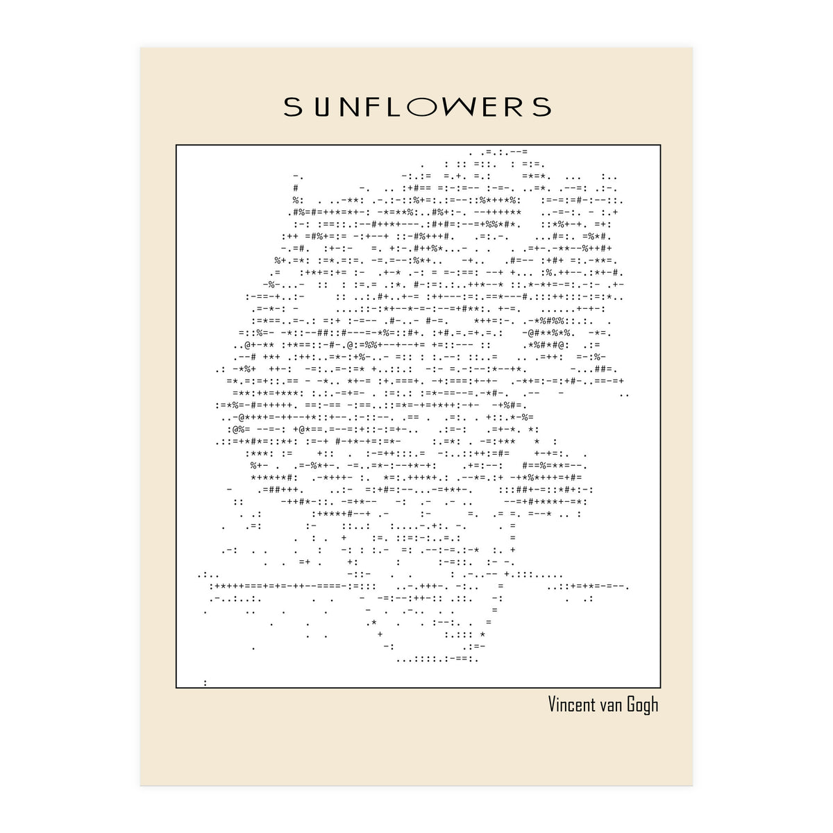Sunflowers – Vincent van Gogh (1888) (ascii art) (Print Only)