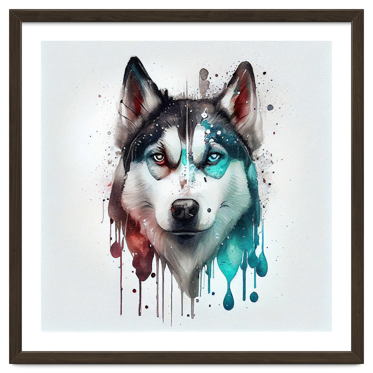 Watercolor Siberian Husky Dog