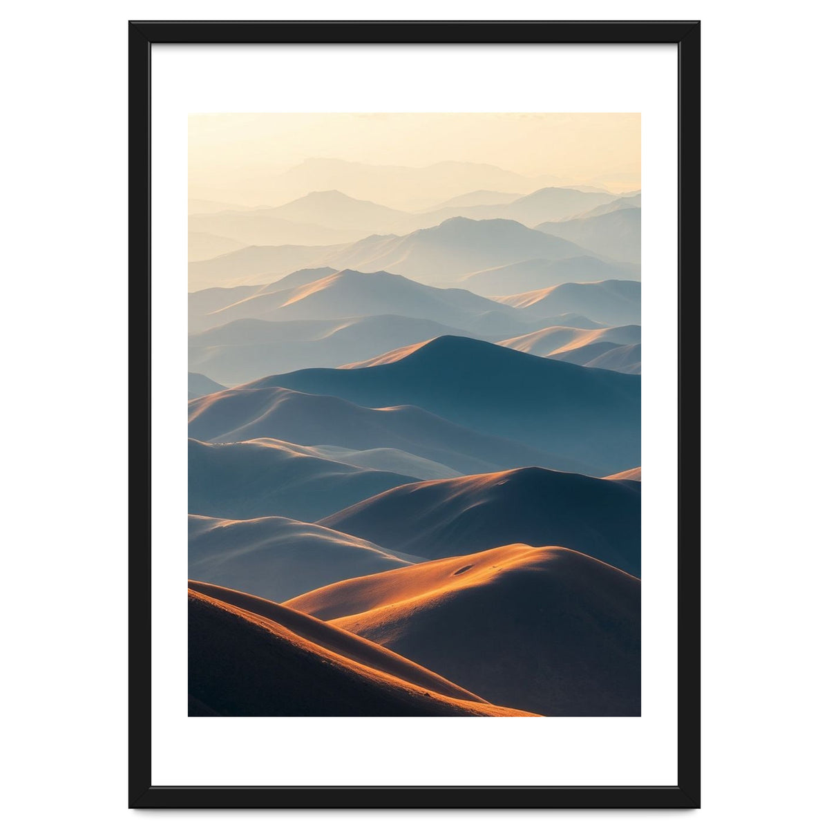 Misty Desert Mountain Range Art