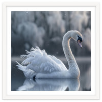 Majestic White Swan Gracefully Floating On Water