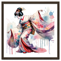 Geisha Dancer With Flowing Kimono