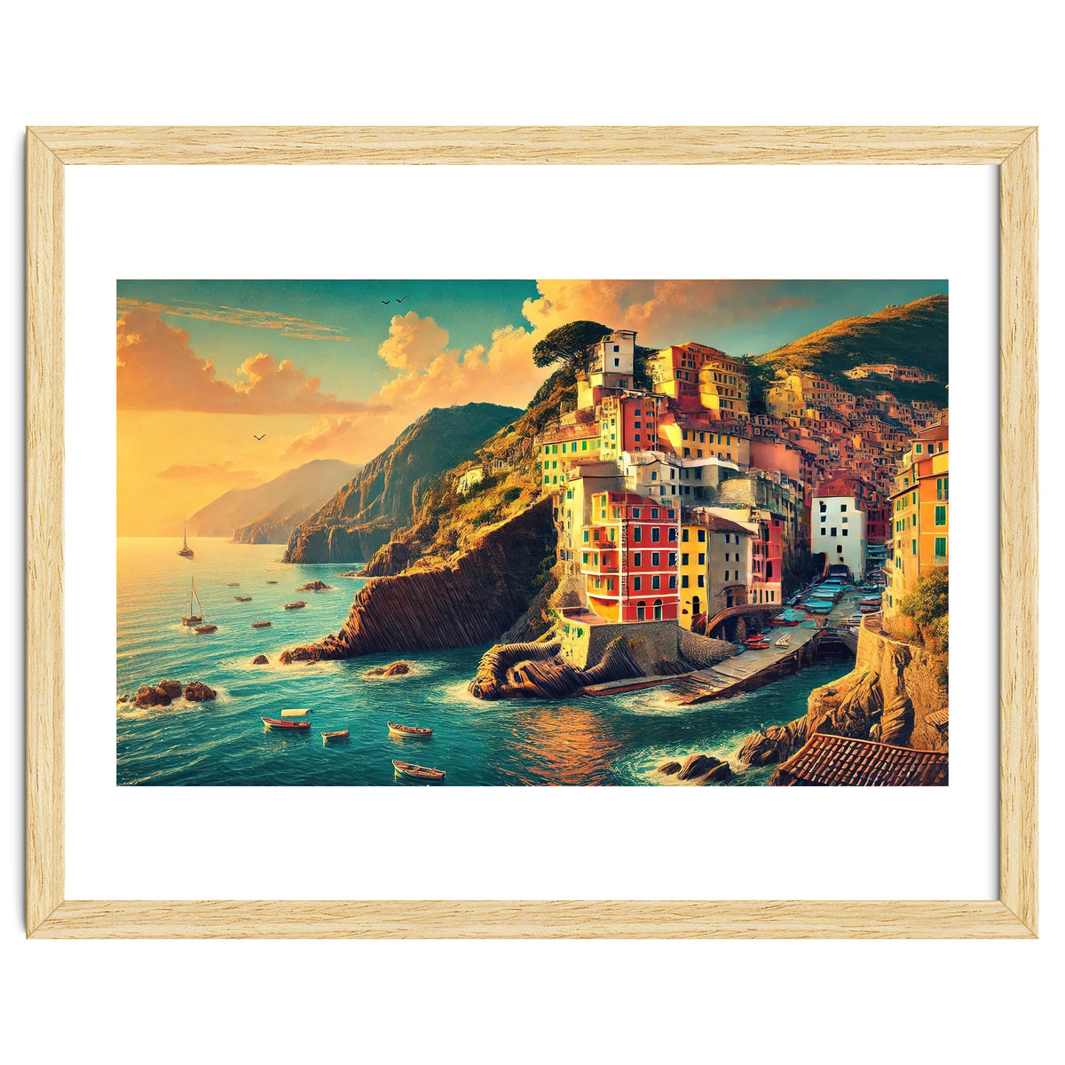 Vintage Cinque Terre Poster, Italy