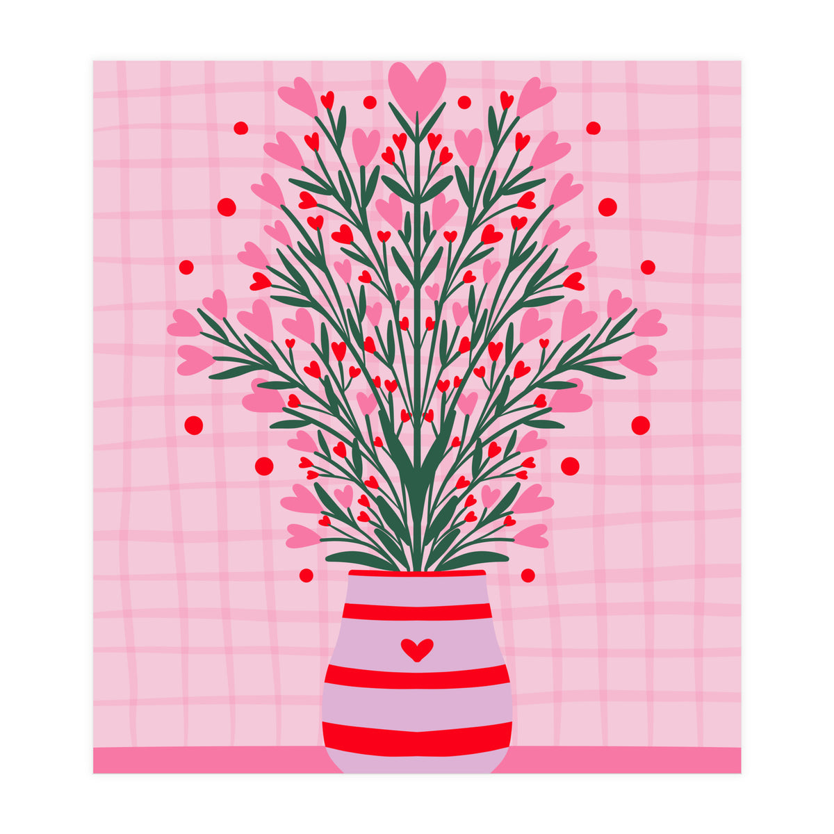 Heart Flowers Vase (Print Only)