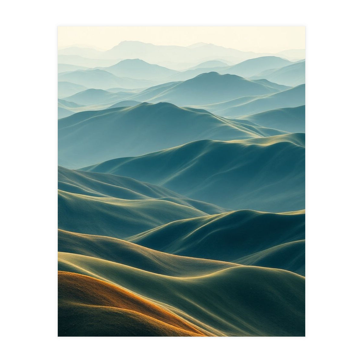Minimalist Misty Mountain Landscape Wall Art (Print Only)