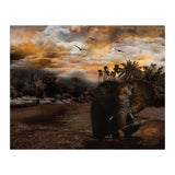 Elephant Scenic Golden Sunset African Wildlife Landscape (Print Only) thumbnail
