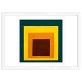 JOSEF ALBERS - HOMAGE TO THE SQUARE DARK GREEN YELLOW ORANGE BROWN thumbnail