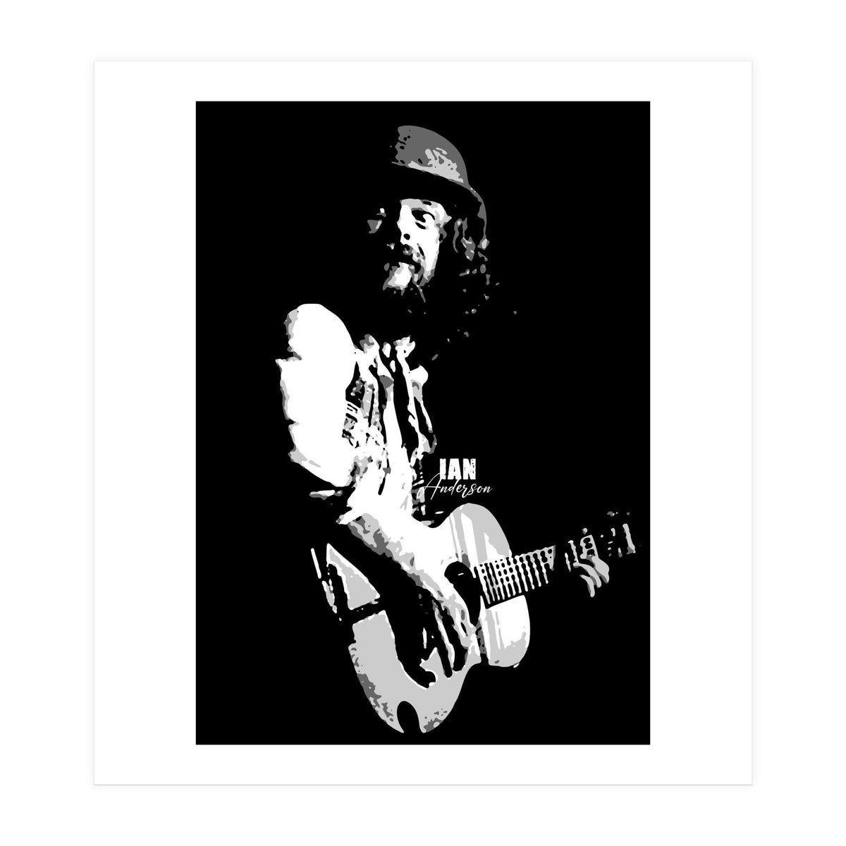 Ian Anderson Rock Music Legend in Grayscale (Print Only)