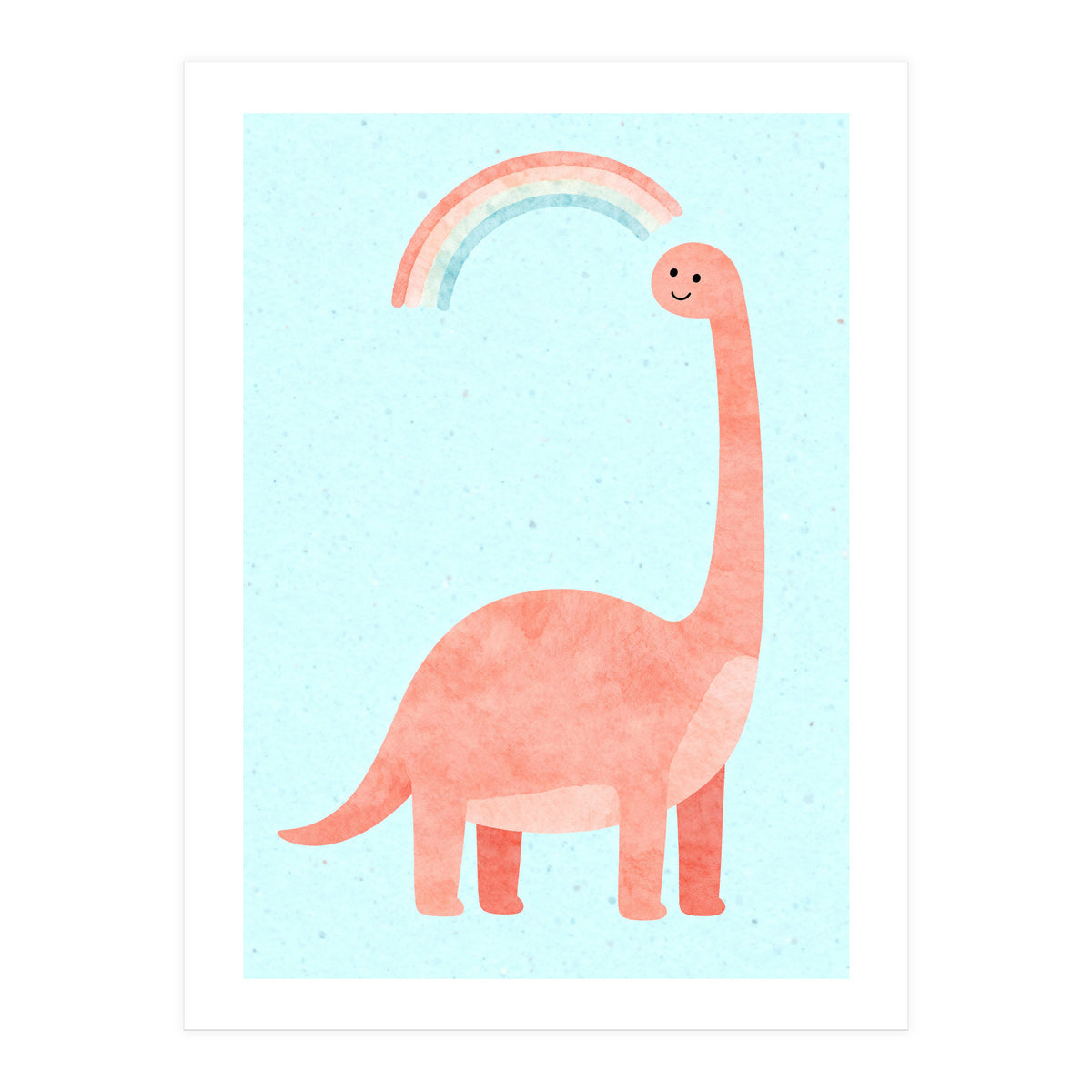 Rainbow Dinosaur Nursery Art, Cute diplodocus Watercolor, Pink Dino Illustration (Print Only)