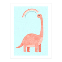 Rainbow Dinosaur Nursery Art, Cute diplodocus Watercolor, Pink Dino Illustration (Print Only)