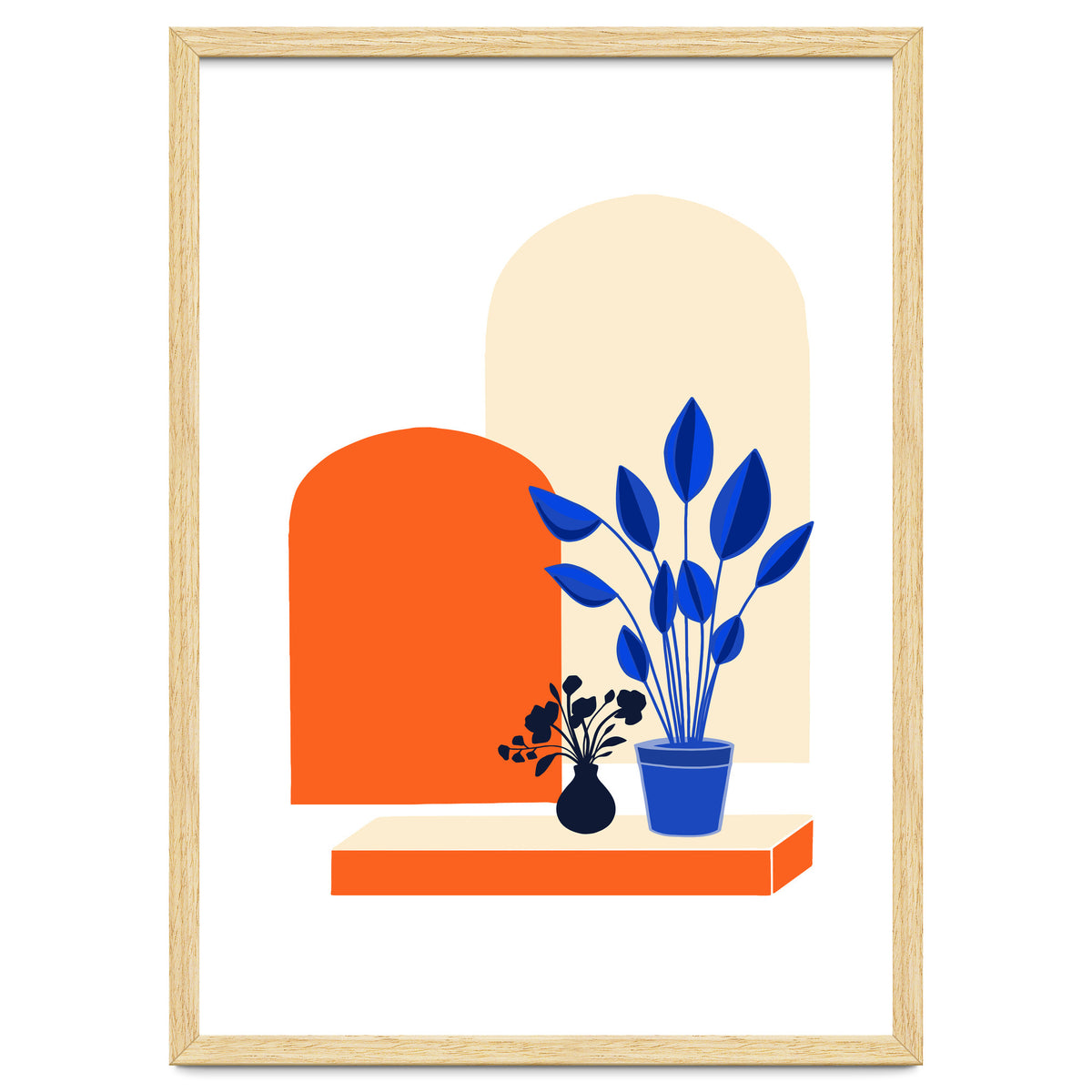 Bohemian Window Seat, Abstract Minimal Architecture, Eclectic Shapes Botanical House Plants