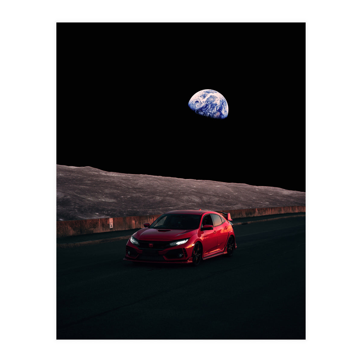 Driving Civic In The Moon (Print Only)
