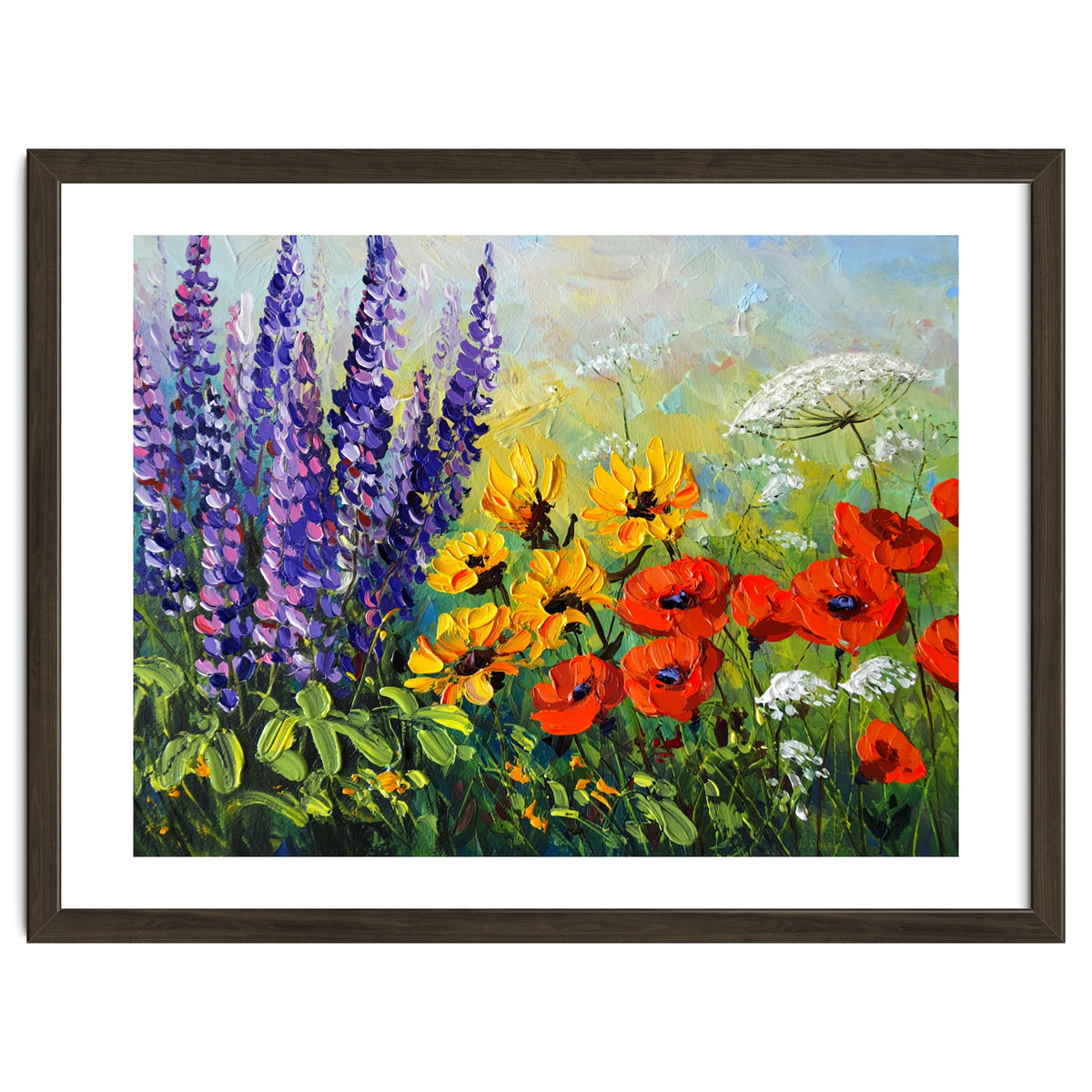 Radiant Summer Wildflower Meadow Oil Painting
