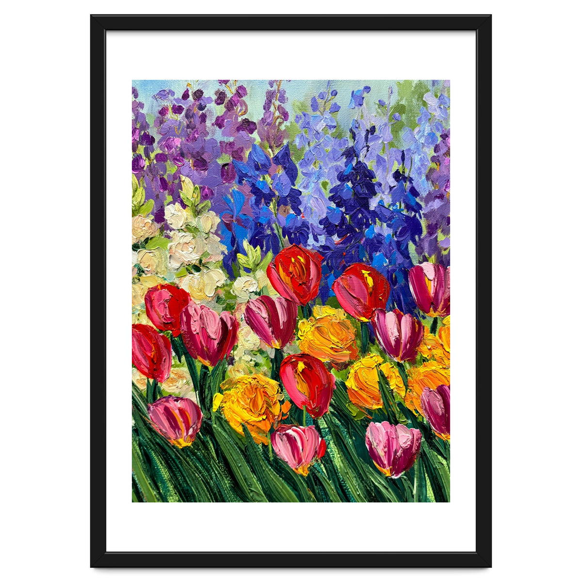 Vibrant Summer Tulip Garden Oil Painting