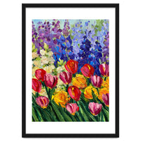 Vibrant Summer Tulip Garden Oil Painting