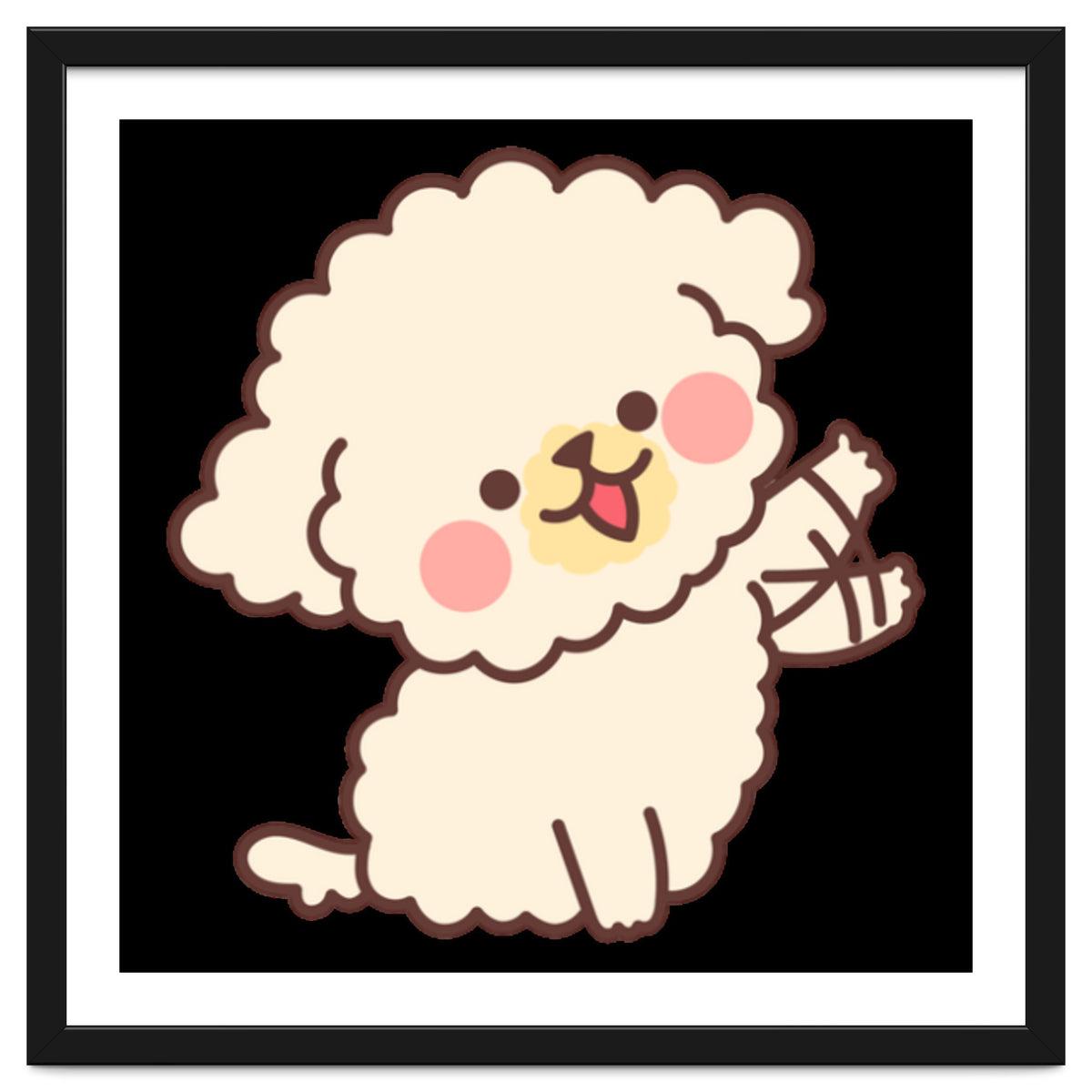 Cute Dog Happily Waving His Paw