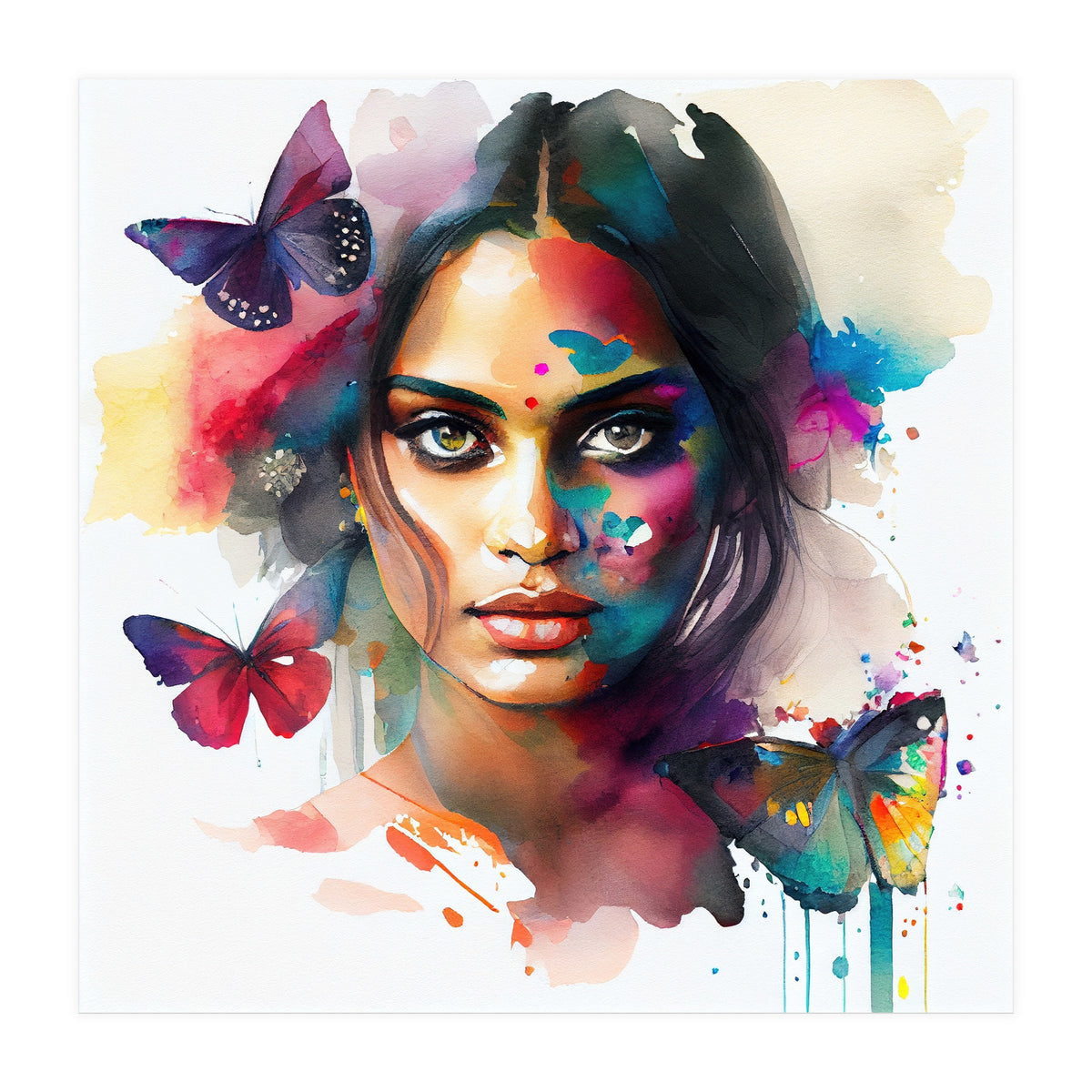 Butterfly Bloom Hindu Portrait (Print Only)