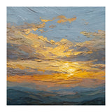 Atmospheric Golden Sunset Impasto Oil Painting Featuring Textured Clouds (Print Only) thumbnail