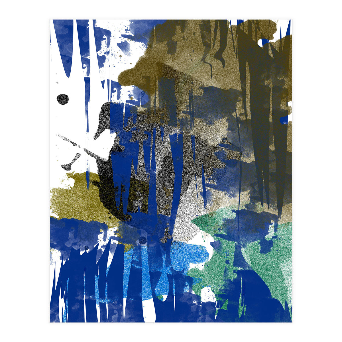 A Beautiful Mess, Abstract Blue Black Dark Eclectic Painting, Luxe Texture Contemporary Modern (Print Only)