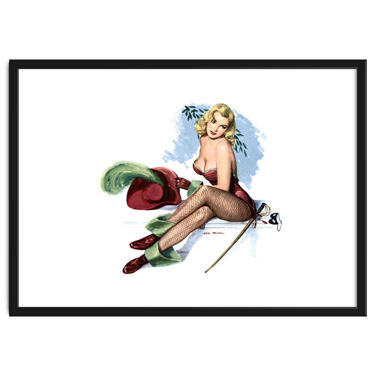 Pinup Sexy Girl Posing In Zorro Costume