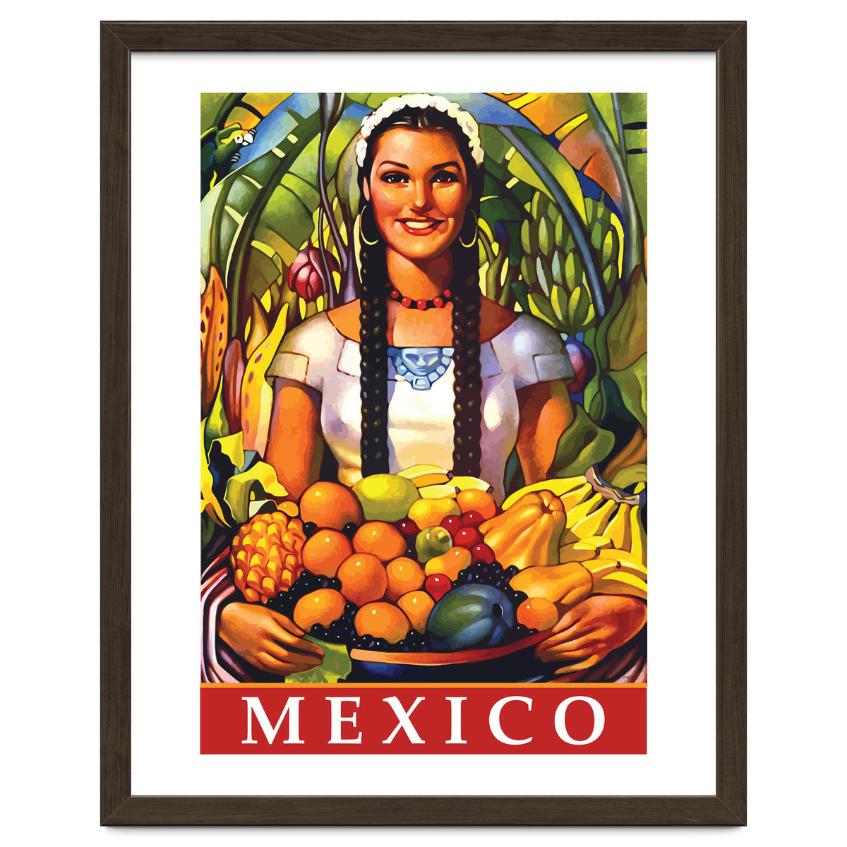 Mexico, Woman With Fruit Basket