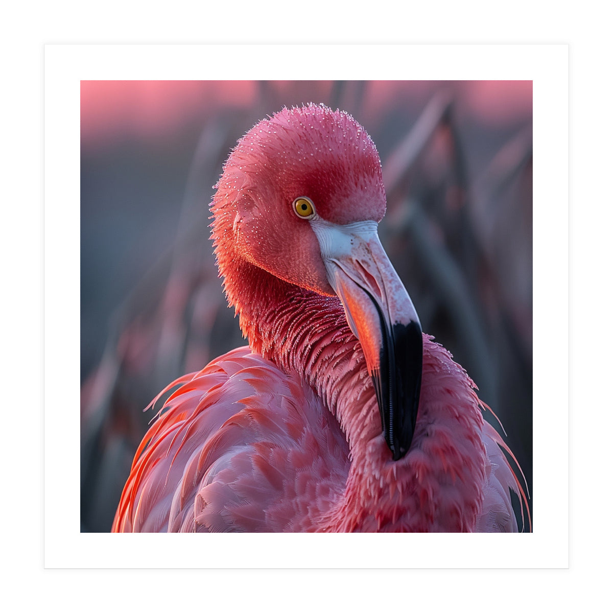Pink Flamingo Bird Close Up Portrait (Print Only)