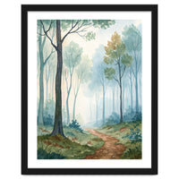Ethereal Misty Forest Watercolor Art Print
